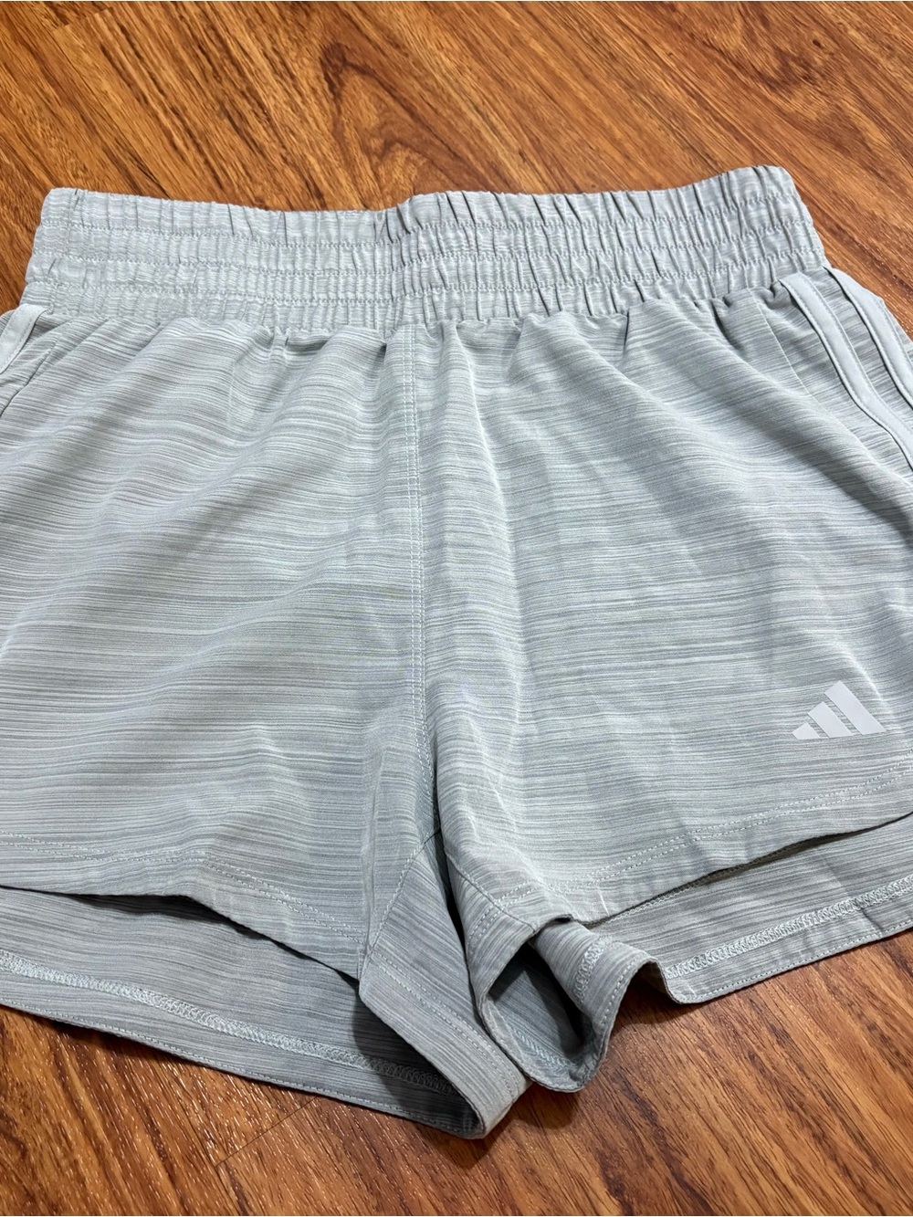 Adidas Women’s Light Gray Athletic Shorts With White Striped Sides - Size Small